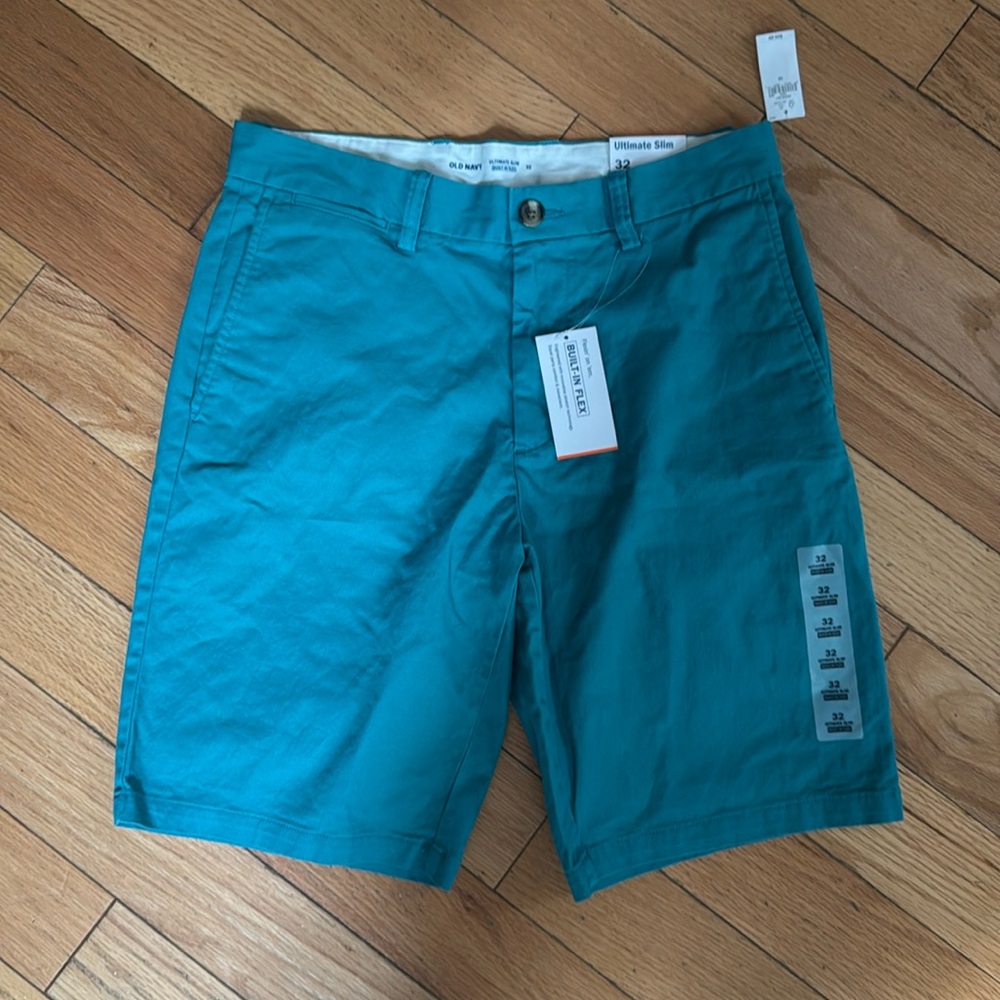 Men’s Old Navy Green/Teal Ultimate Slim Flex Shorts - 32